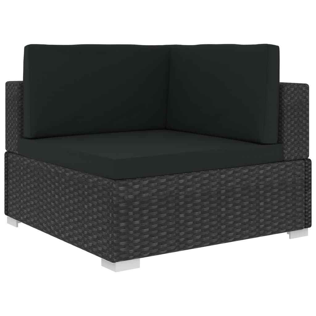 4 PCs Gartensofas mit schwarzen geflochtenen Harzkissen