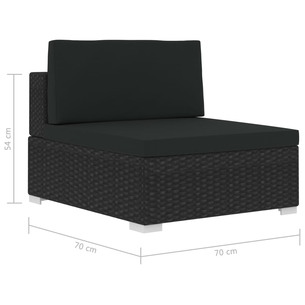 4 PCs Gartensofas mit schwarzen geflochtenen Harzkissen