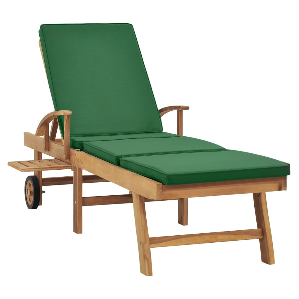 Long chair with solid green teak wood cushion