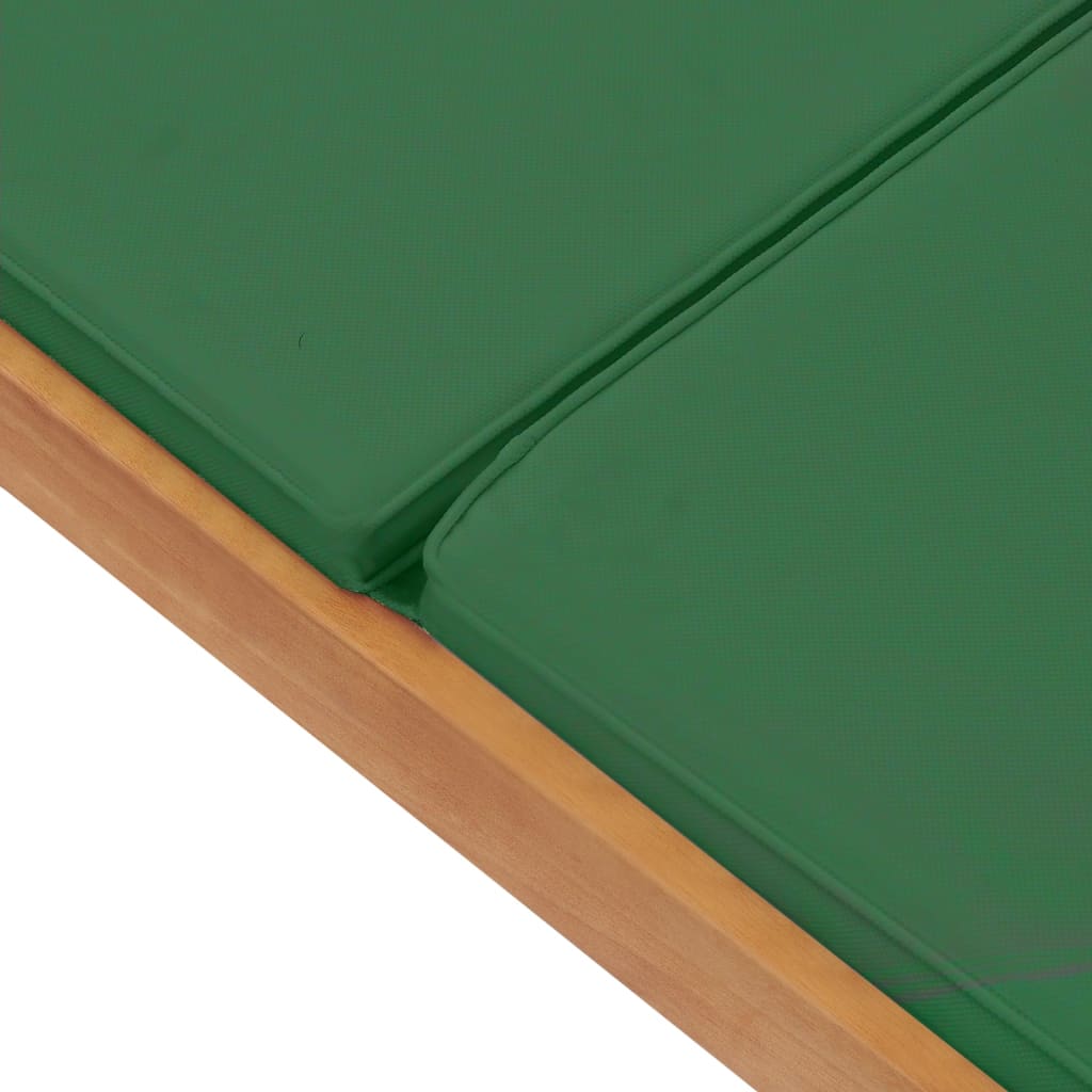 Sedia lunga con cuscino in legno in teak verde solido