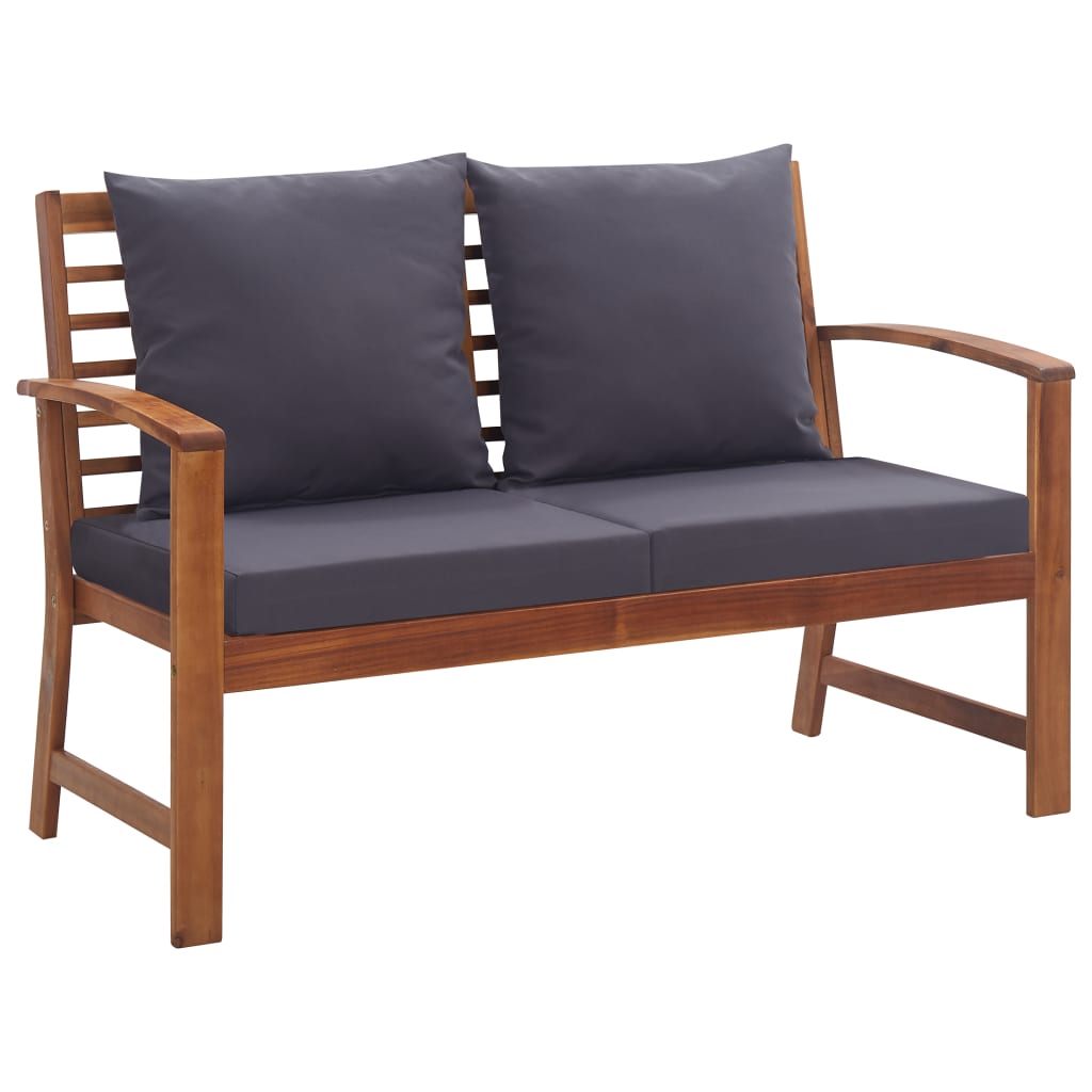 4 pcs garden furniture with solid acacia wood cushions