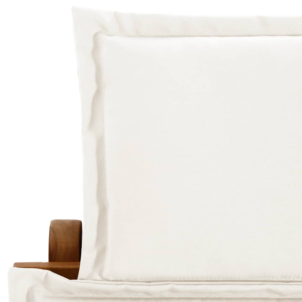Poltrona lounge con cuscino in legno massello di acacia color crema