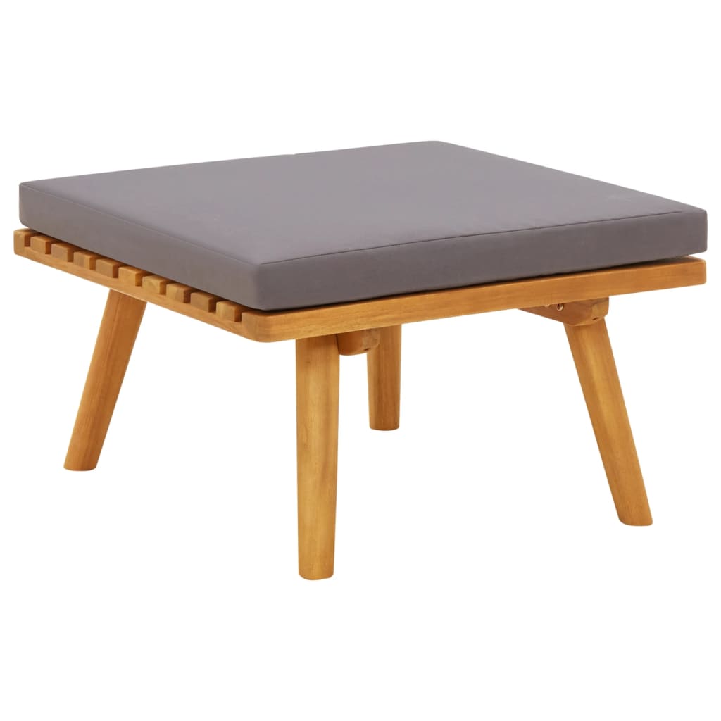 Garden footrest With 60x60x29 cm Acacia wood cushion