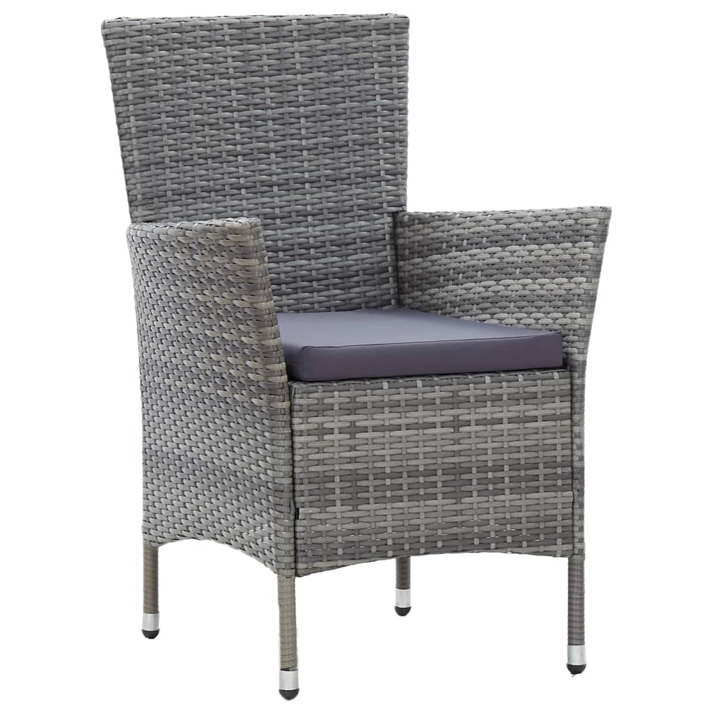 Mobilier à dîner de jardin 9pcs et coussins Résine tressée Gris