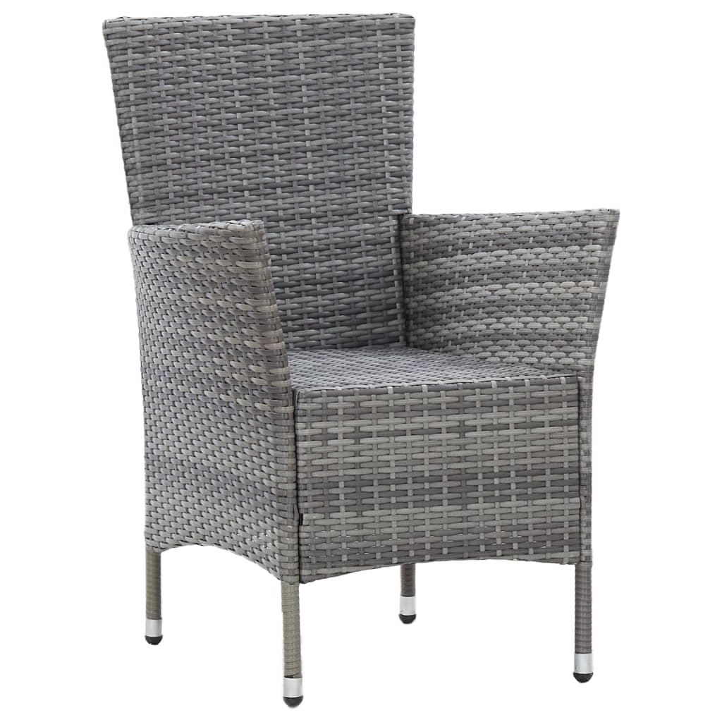 Mobilier à dîner de jardin 9pcs et coussins Résine tressée Gris