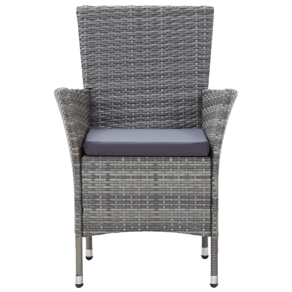 Mobilier à dîner de jardin 9pcs et coussins Résine tressée Gris