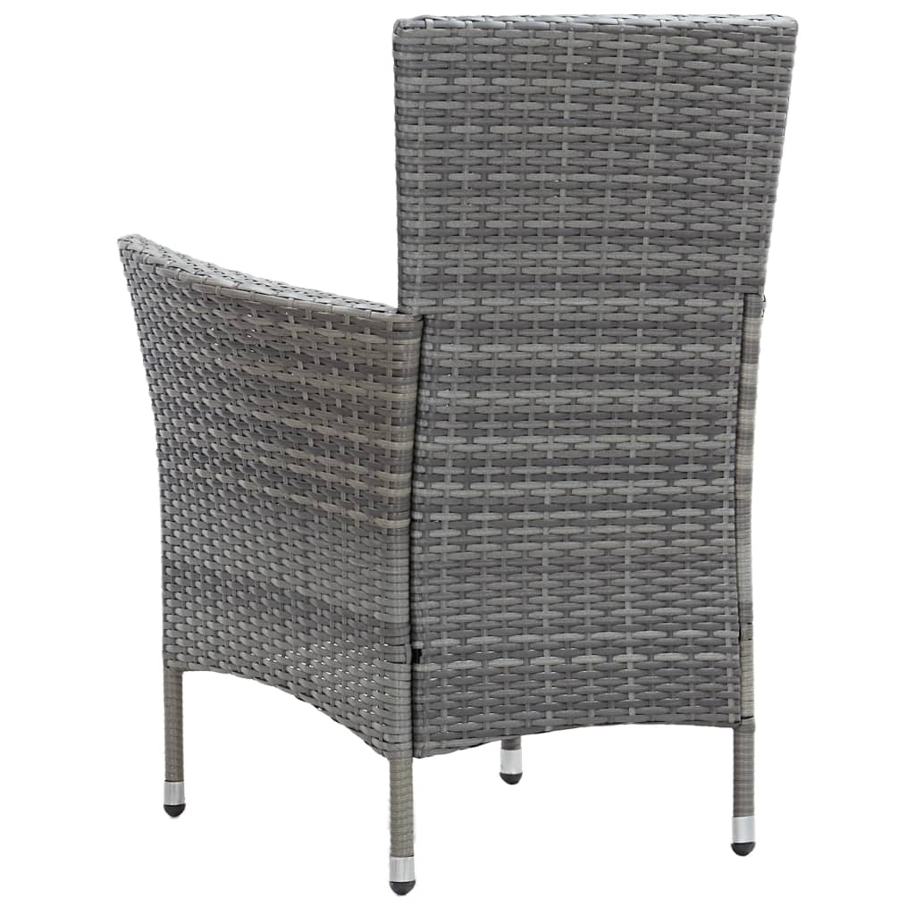 Mobilier à dîner de jardin 9pcs et coussins Résine tressée Gris