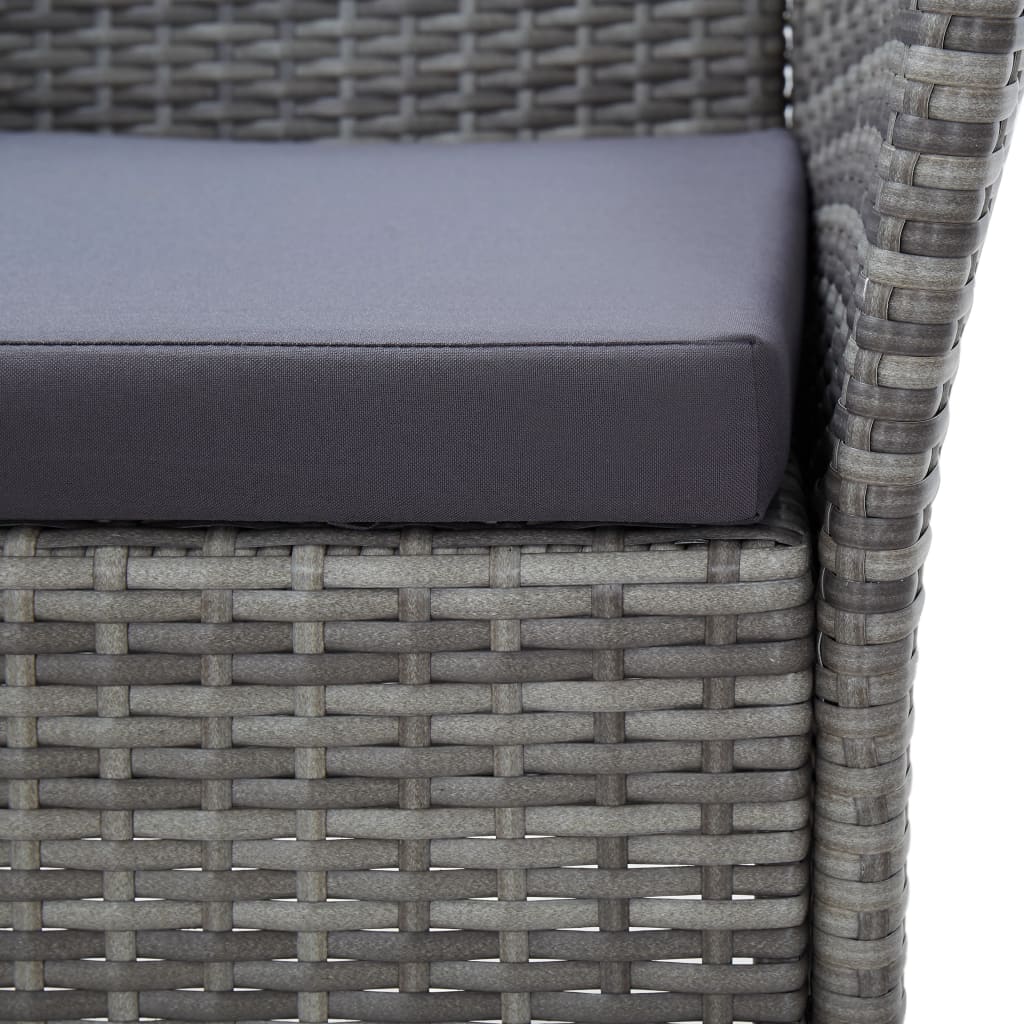 Mobilier à dîner de jardin 9pcs et coussins Résine tressée Gris