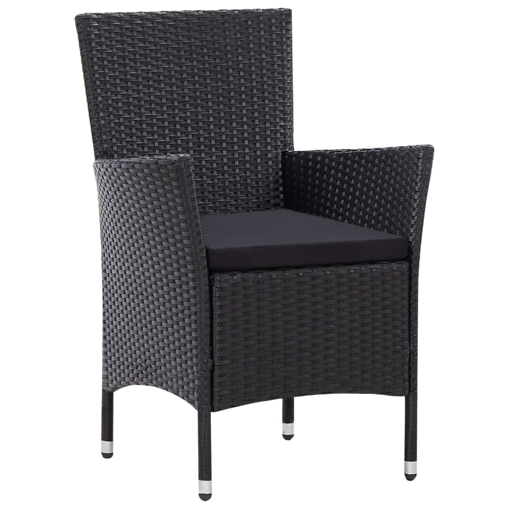 Mobilier à dîner de jardin 9pcs et coussins Résine tressée Noir