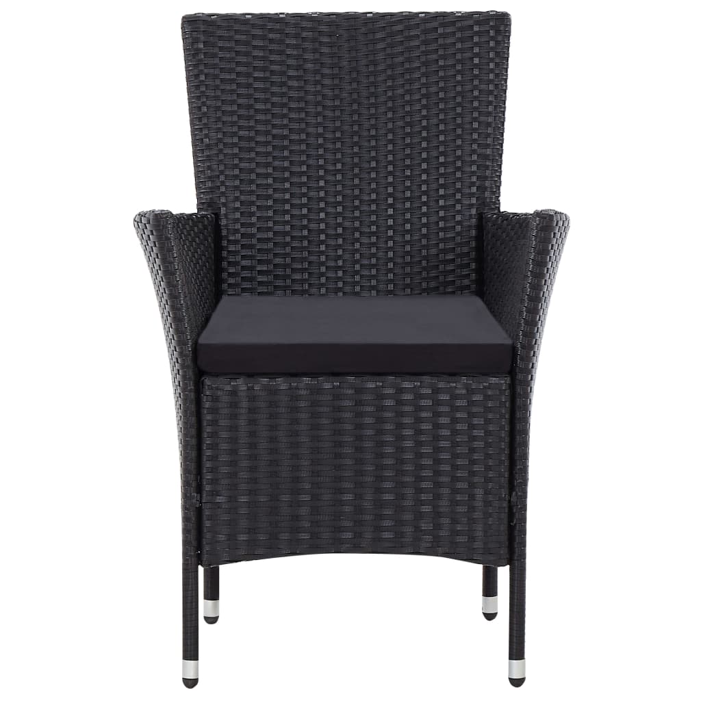 Mobilier à dîner de jardin 9pcs et coussins Résine tressée Noir