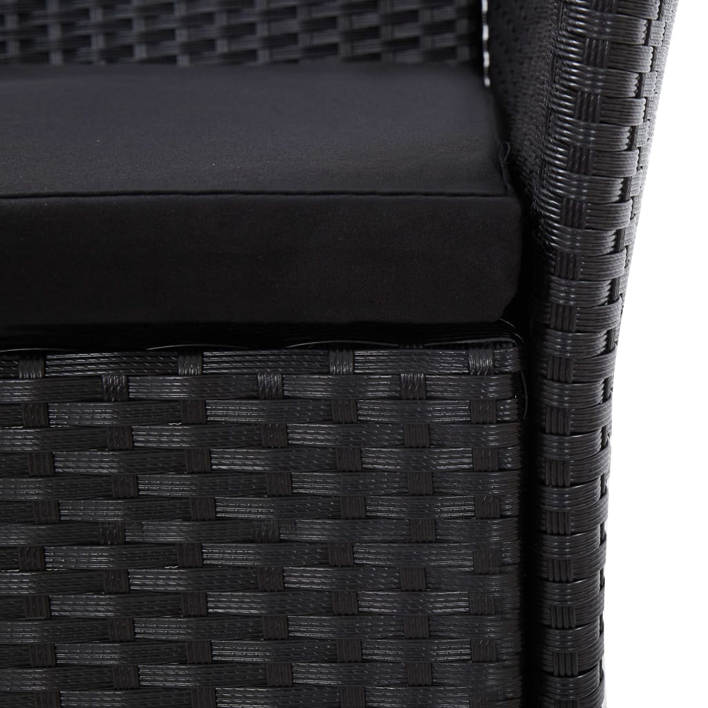 Mobilier à dîner de jardin 9pcs et coussins Résine tressée Noir