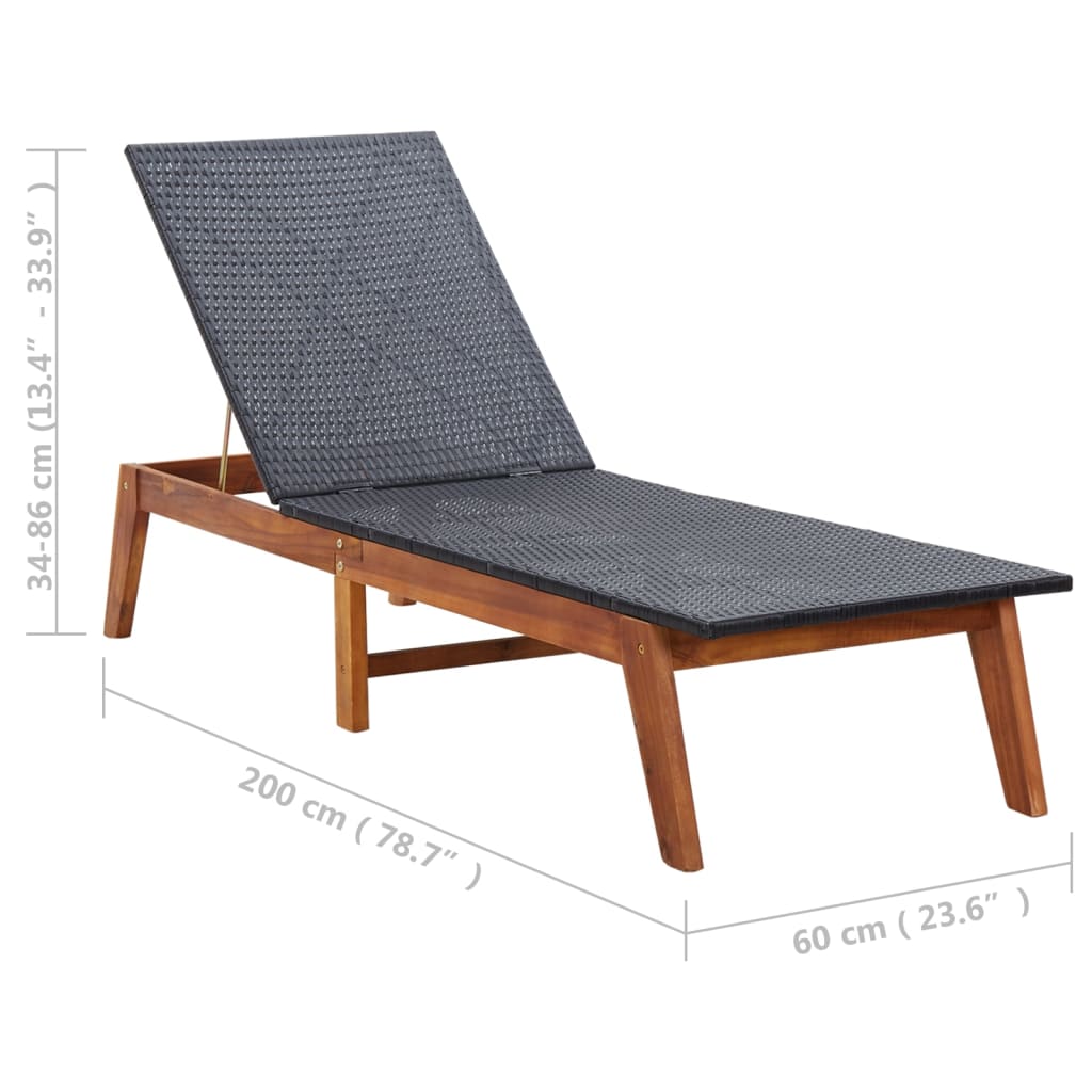 Lounge in resina intrecciata e sedia in legno acacia solida