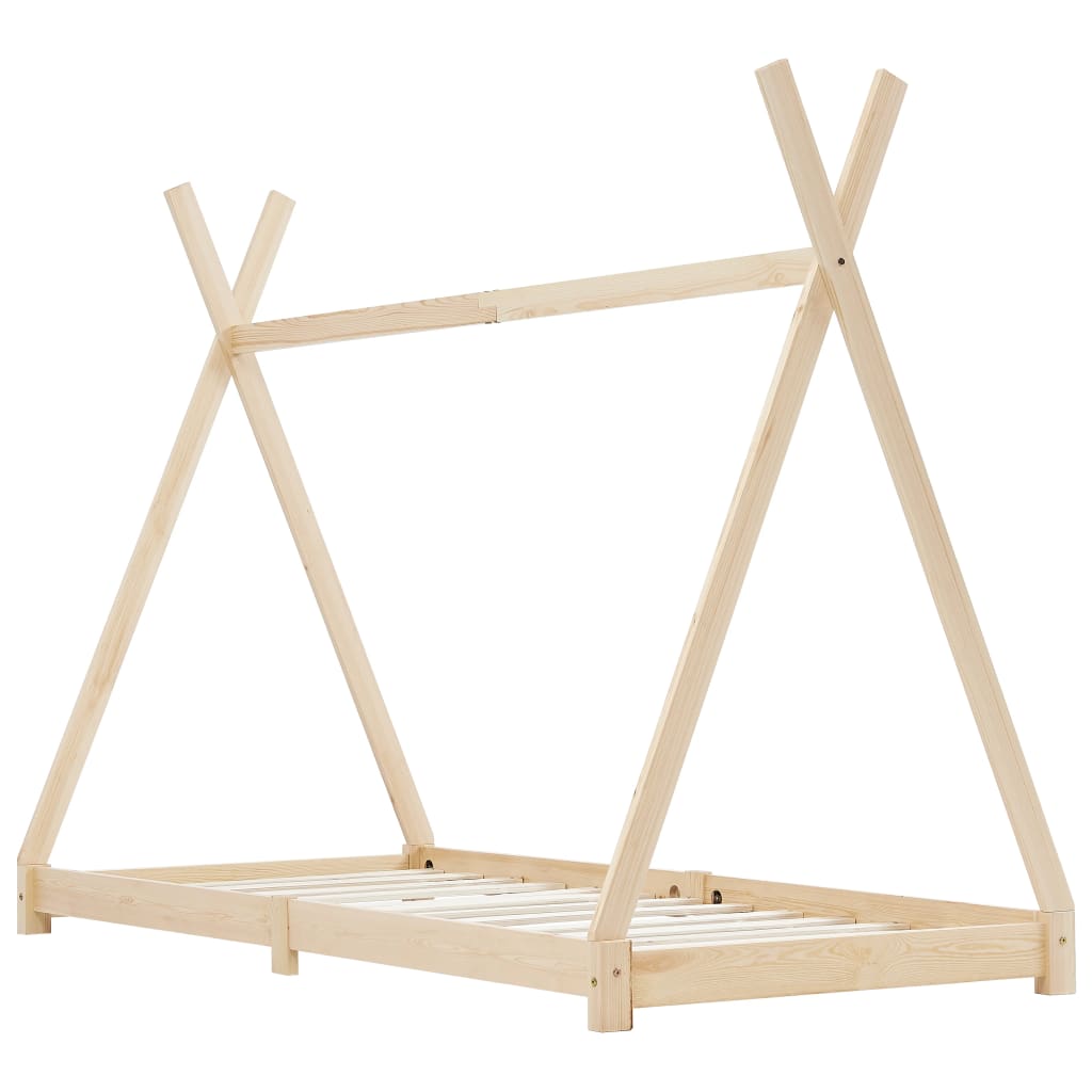 Solid pine wood child bed frame 80x160 cm