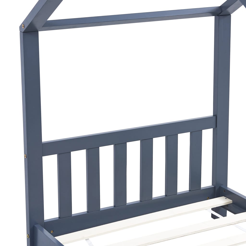 Solid pine wood gray children's bed 70x140 cm
