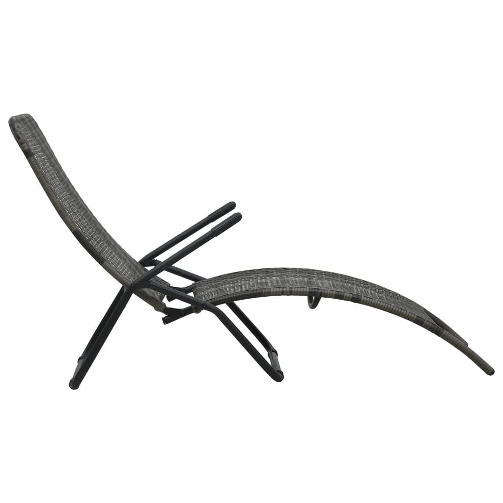 Chaise longue pliable Résine tressée Gris