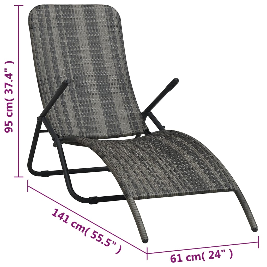 Gray braided resin foldable lounge chair