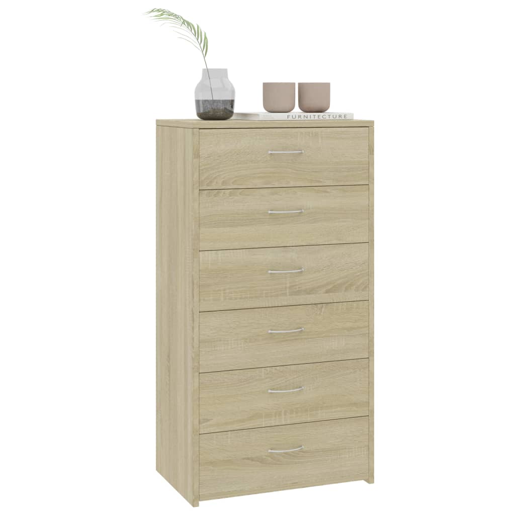 Buffet with 6 Sonoma oak drawers 50x34x96 cm agglomerated