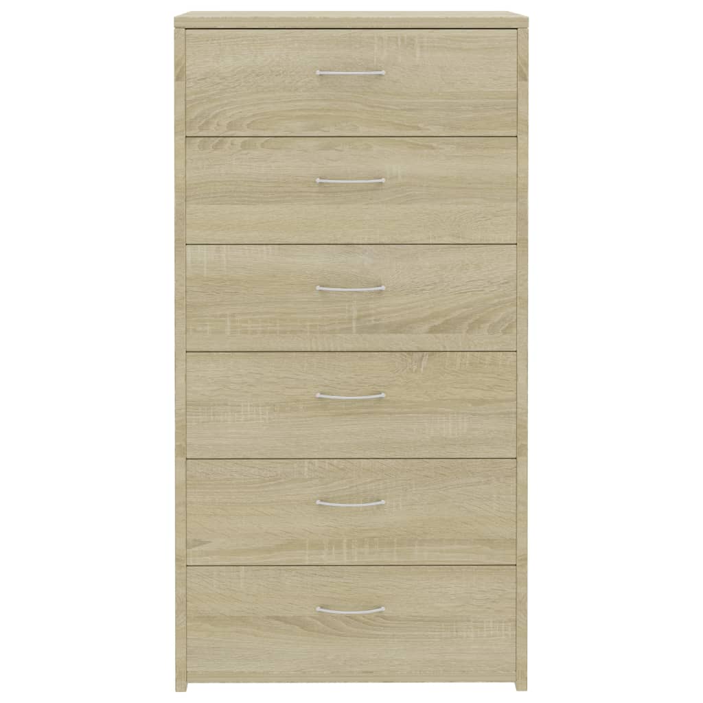 Buffet with 6 Sonoma oak drawers 50x34x96 cm agglomerated