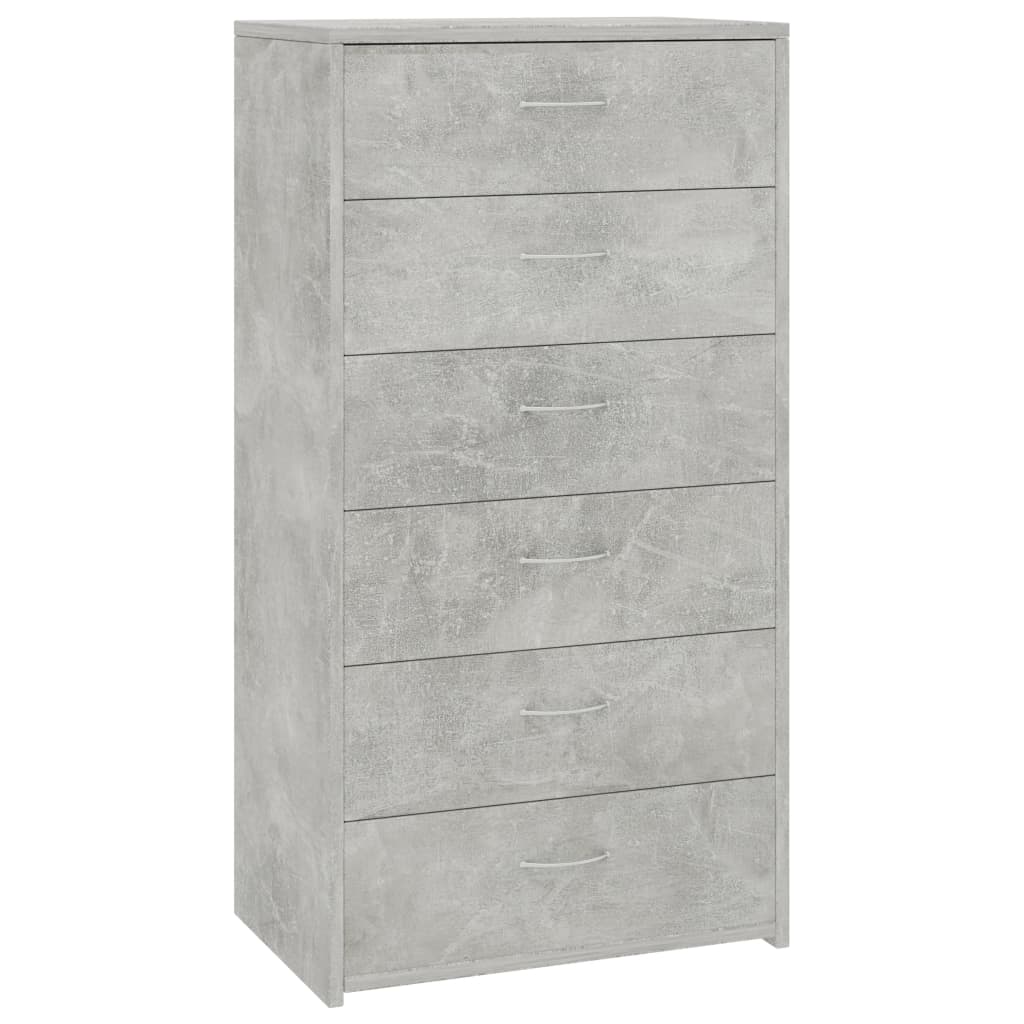 Credenza con 6 cassetti Grigio cemento 50x34x96 cm Truciolare