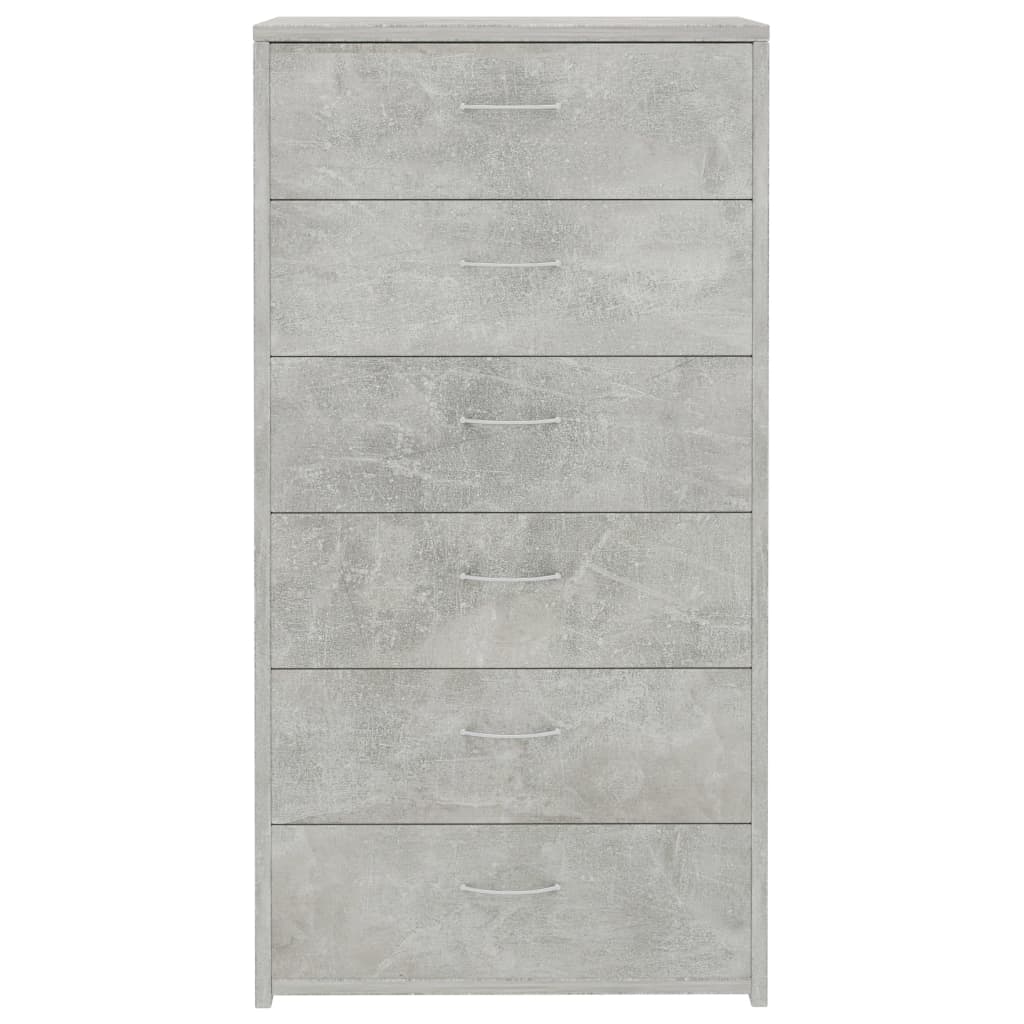 Credenza con 6 cassetti Grigio cemento 50x34x96 cm Truciolare