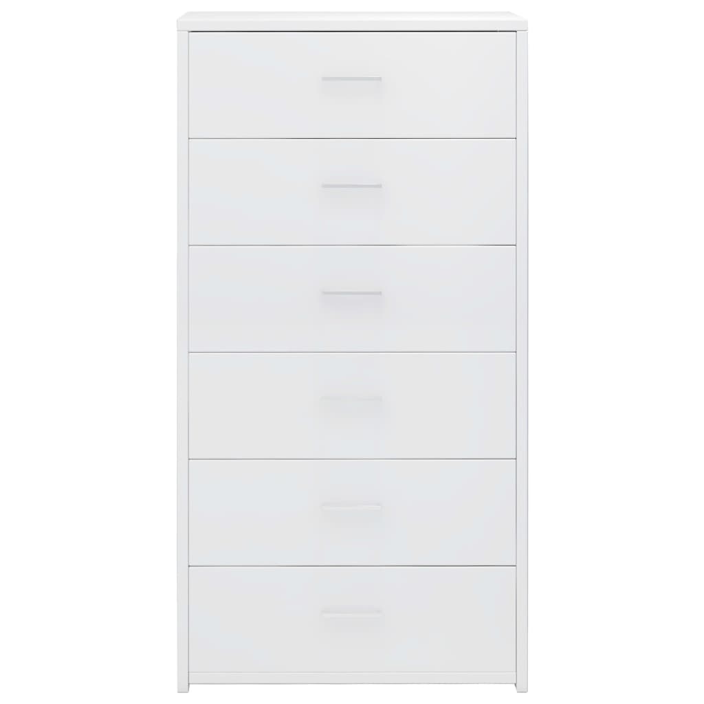 Buffet with 6 shiny white drawers 50x34x96 cm agglomerated