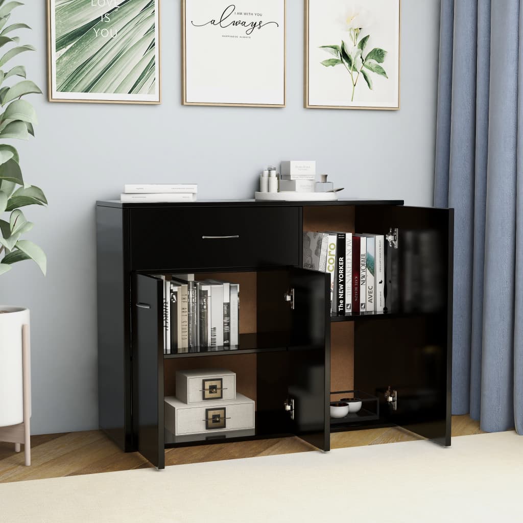 Buffet nero 88x30x70 cm agglomerato