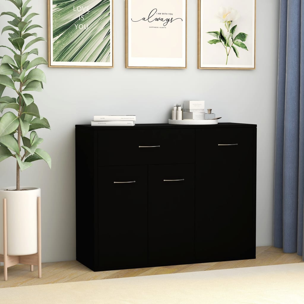 Buffet nero 88x30x70 cm agglomerato