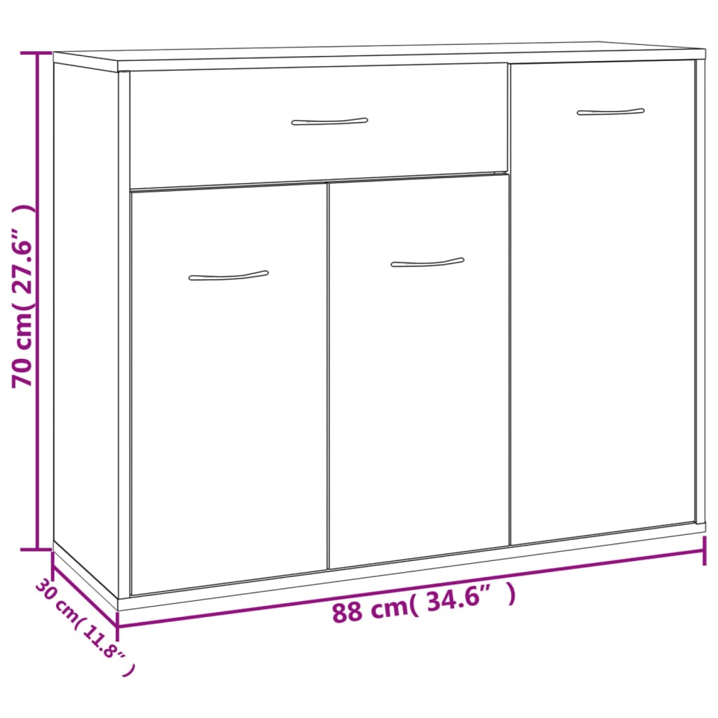 Sonoma Oak Buffet 88x30x70 cm agglomeriert