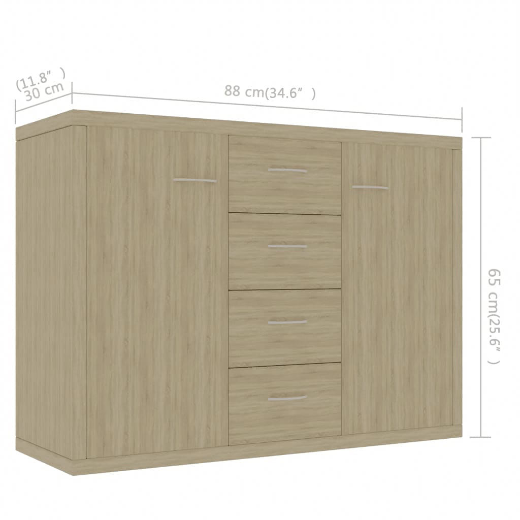 Credenza Rovere Sonoma 88x30x65 cm Truciolare