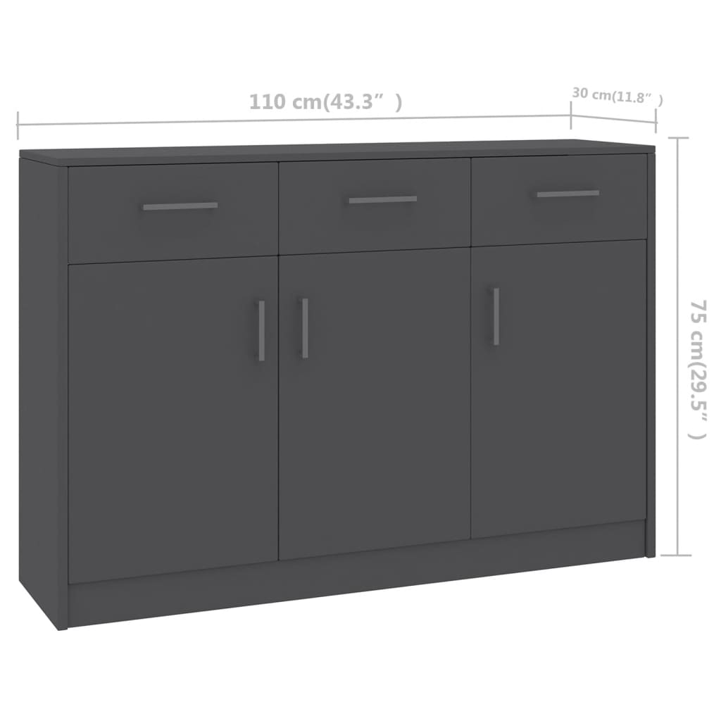 Gray buffet 110x30x75 cm agglomerated