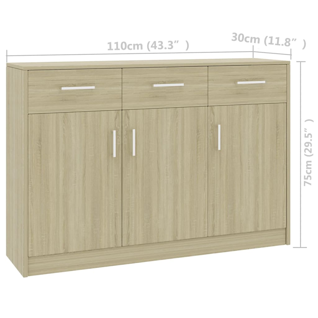 Sonoma Oak Buffet 110x30x75 cm agglomeriert