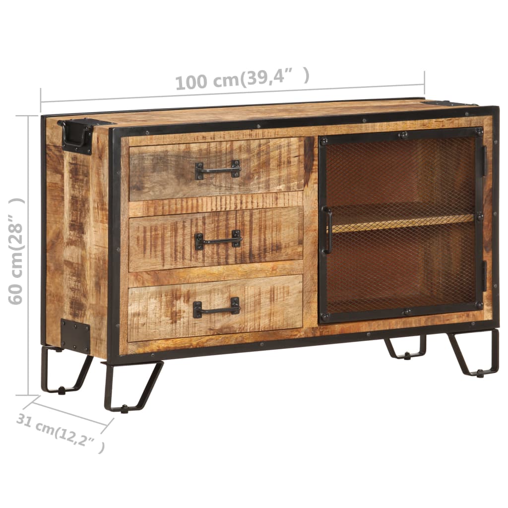 Credenza 100x31x60 cm Legno massello di mango grezzo