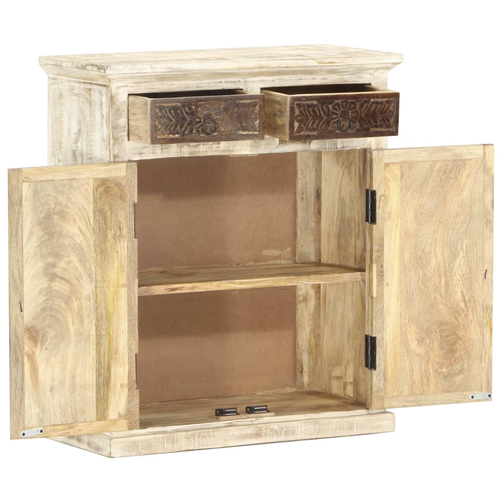 Buffet Blanc 65x30x75 cm Bois de manguier massif