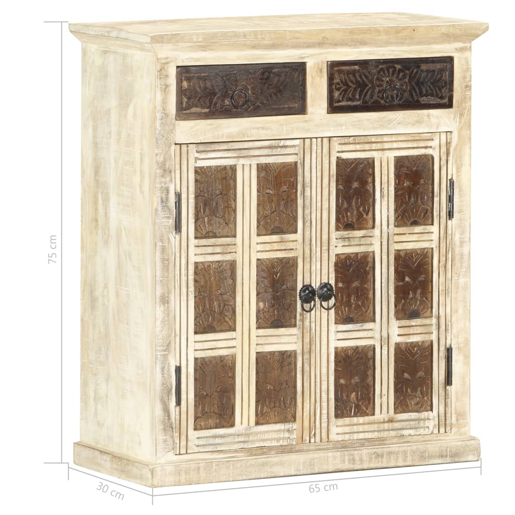 Buffet Blanc 65x30x75 cm Bois de manguier massif