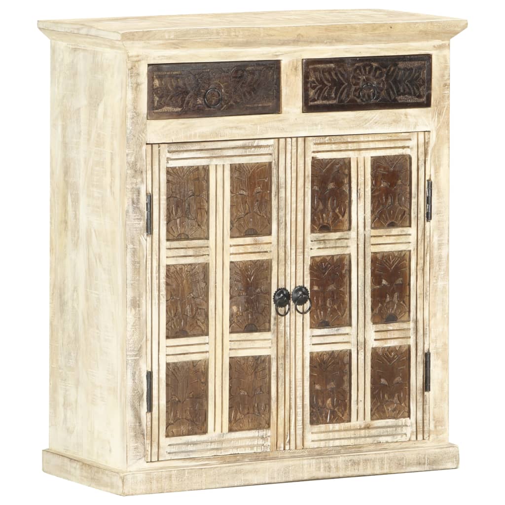 Buffet Blanc 65x30x75 cm Bois de manguier massif