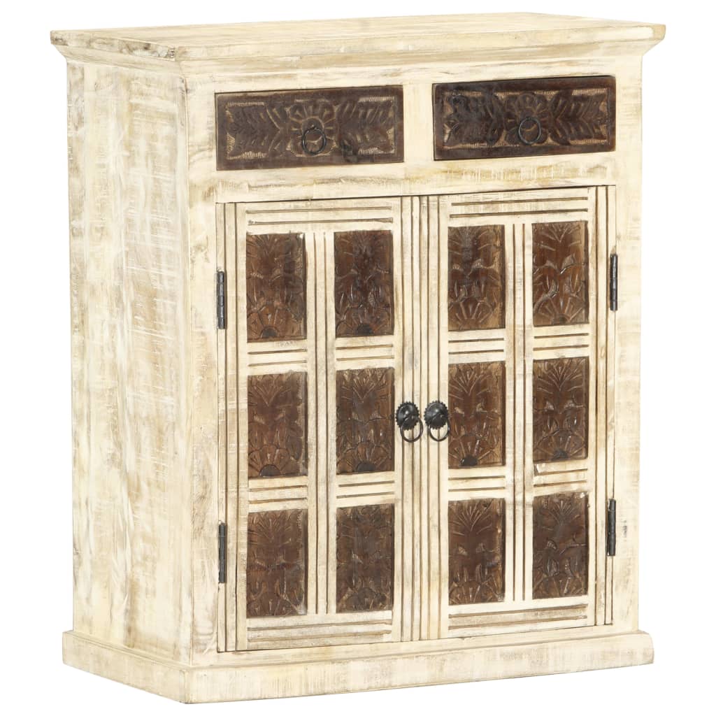 Weißes Buffet 65x30x75 cm massives Mangoholz