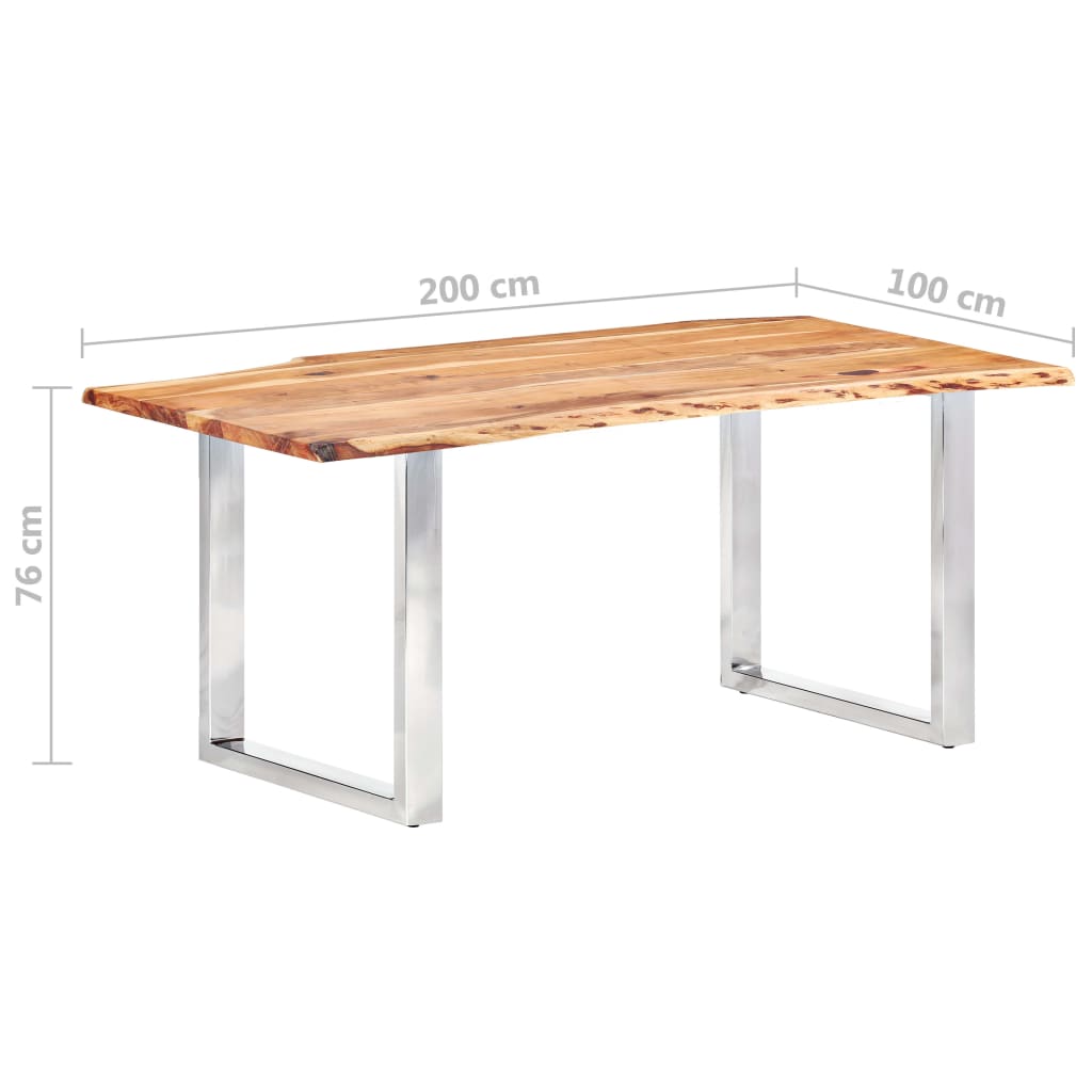 Dinner table at Live Edge Solid Acacia Wood 200 cm 3.8 cm