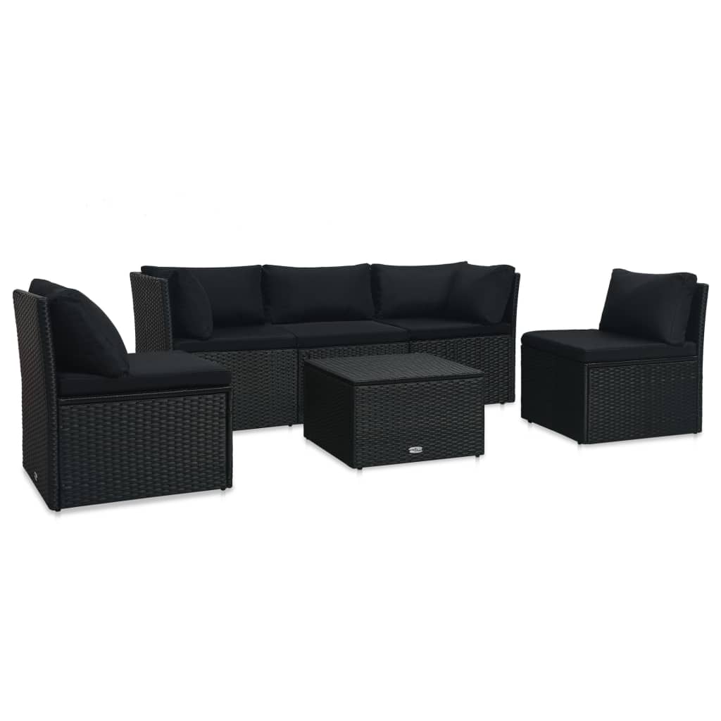 4 pcs garden furniture with black braided resin cushions