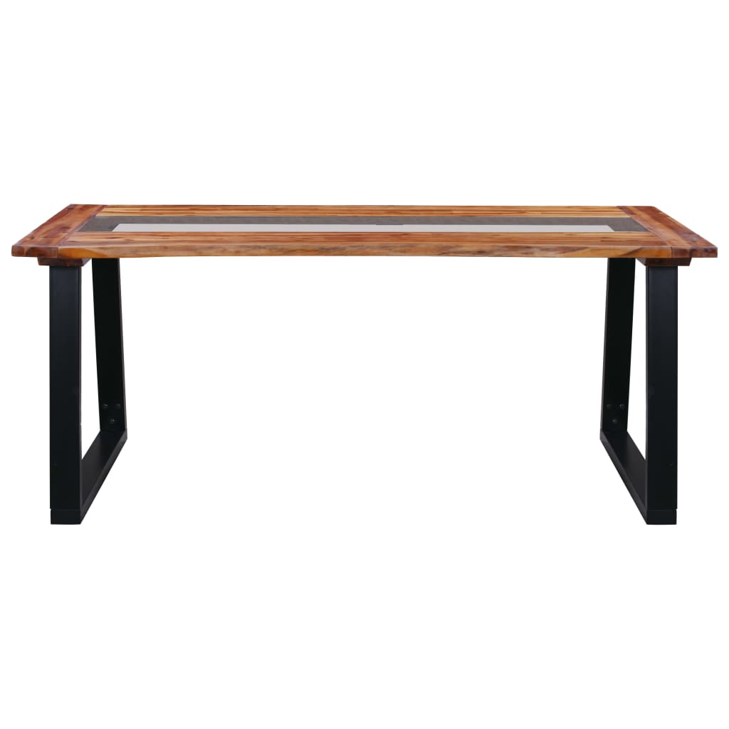 Dining table 180x90x75 cm acacia and glass wood