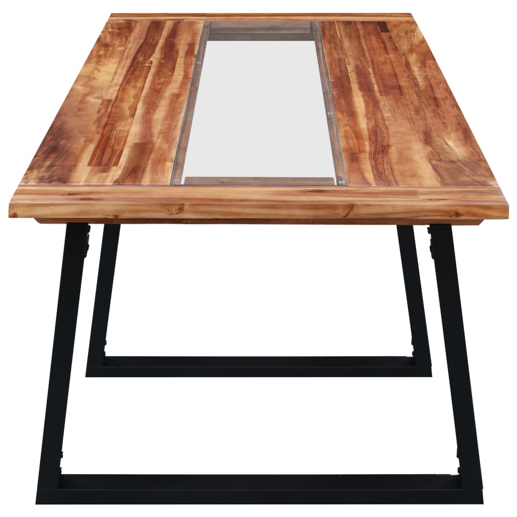 Table de salle à manger 180x90x75 cm Bois d'acacia et verre
