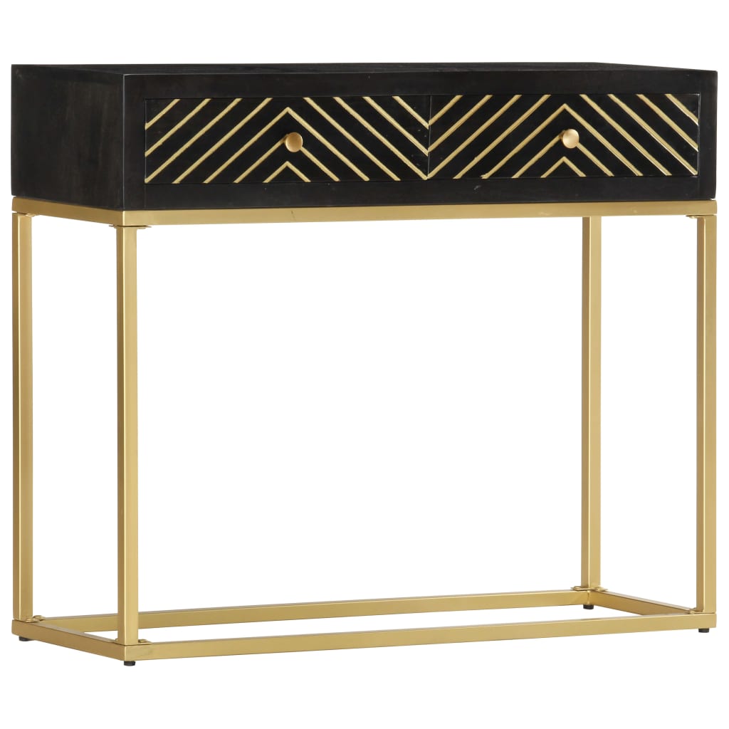 Black and gold console table 90x30x75 cm solid mango wood