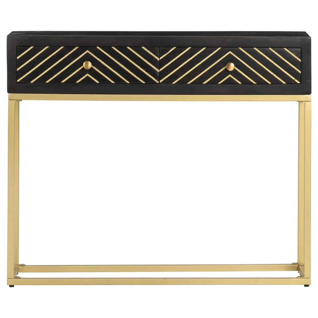 Black and gold console table 90x30x75 cm solid mango wood