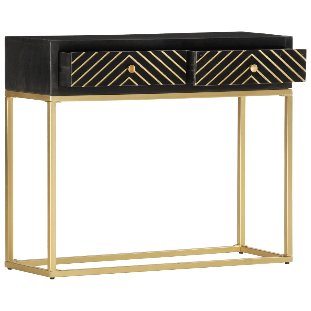 Black and gold console table 90x30x75 cm solid mango wood