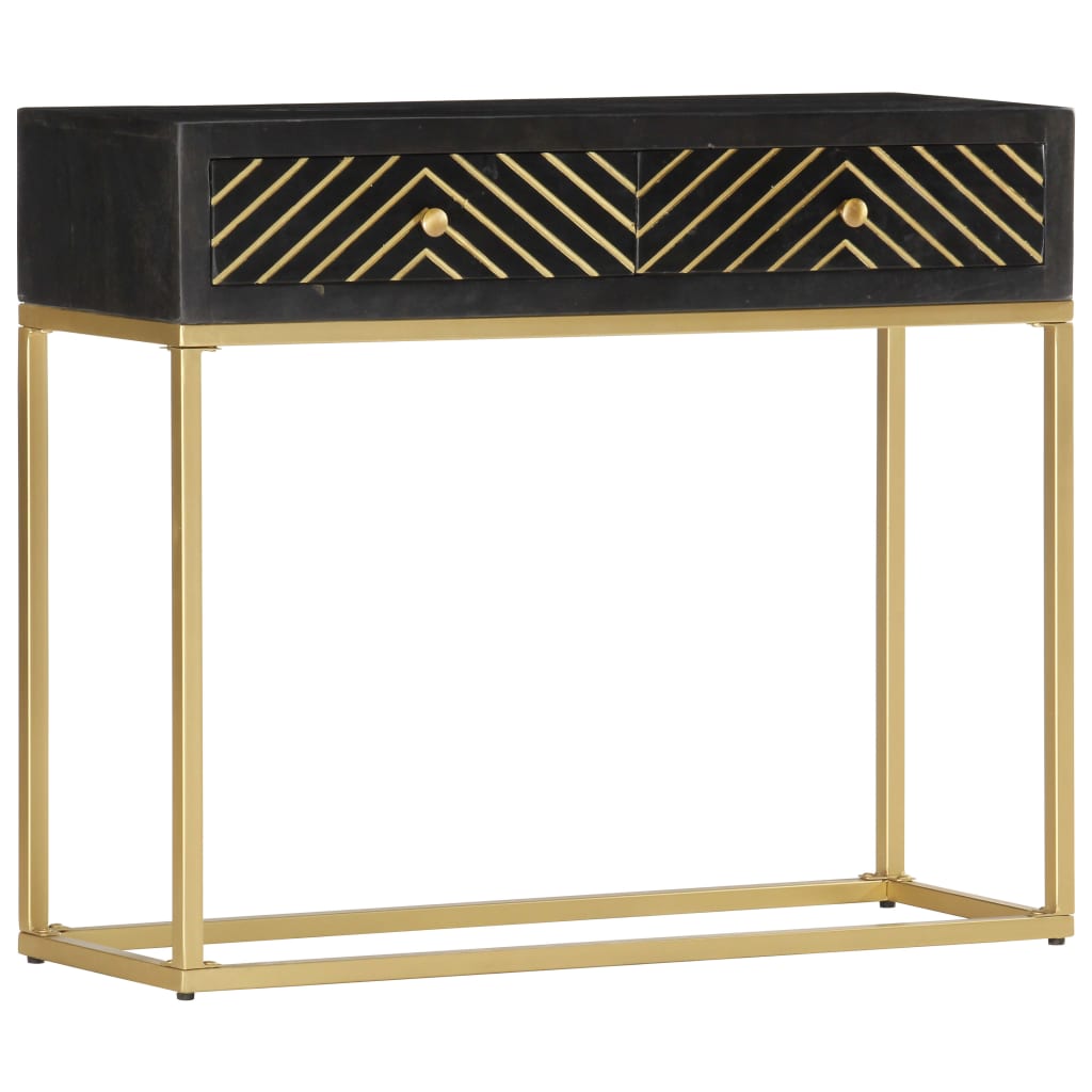 Black and gold console table 90x30x75 cm solid mango wood