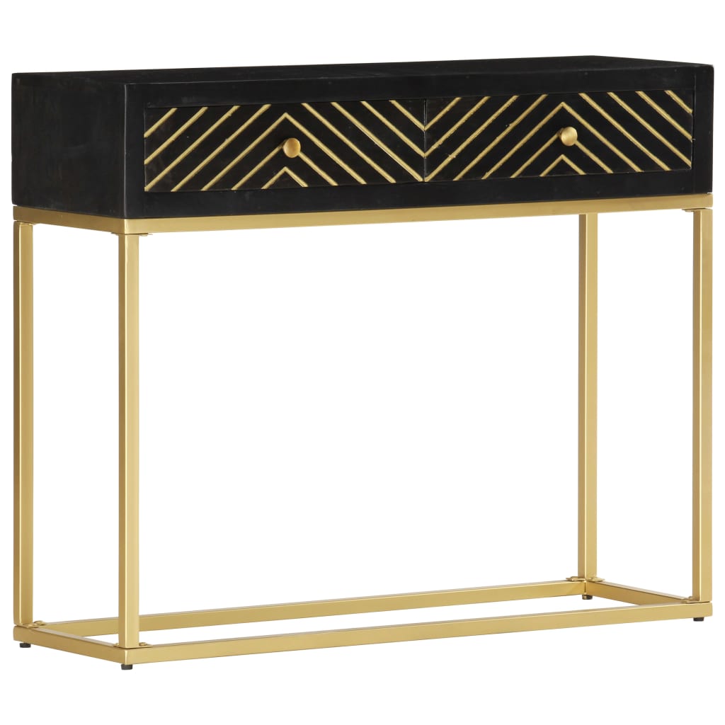 Black and gold console table 90x30x75 cm solid mango wood