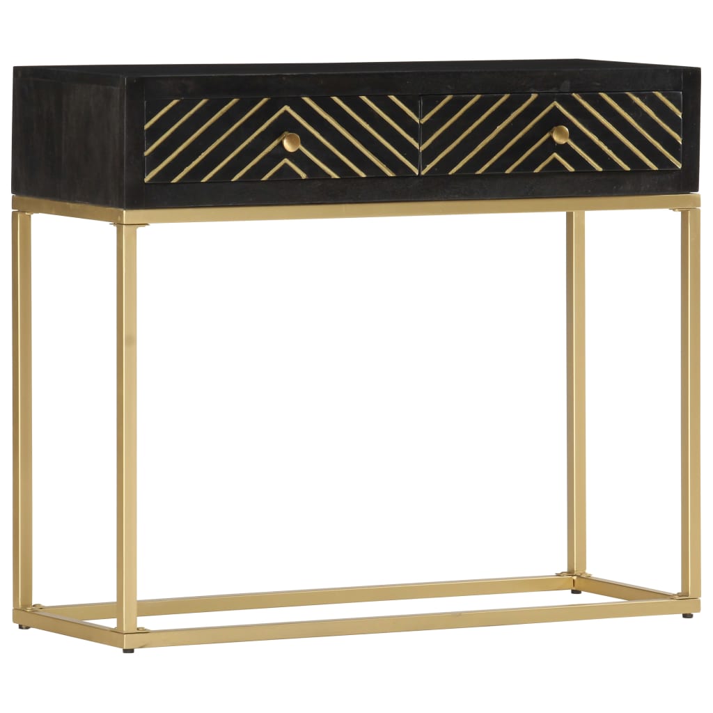 Black and gold console table 90x30x75 cm solid mango wood