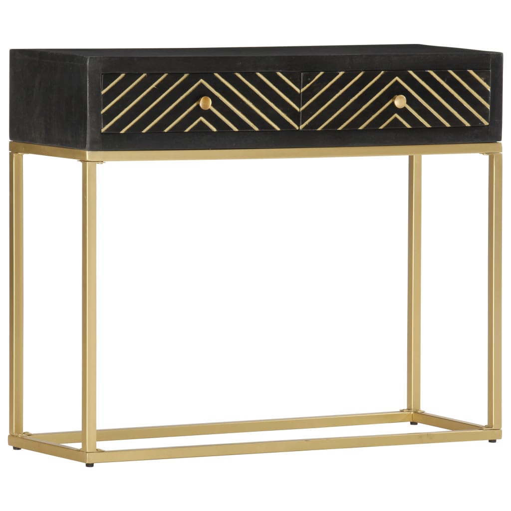 Black and gold console table 90x30x75 cm solid mango wood