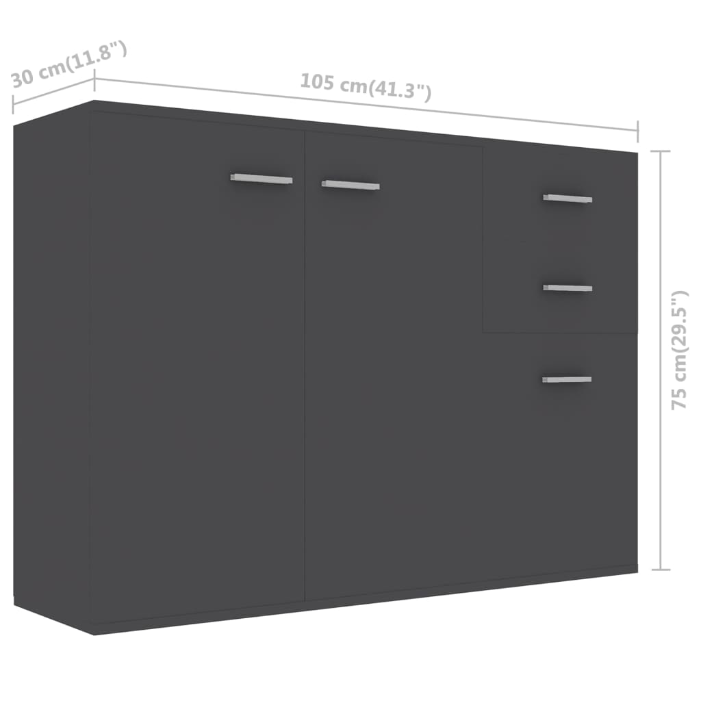 Buffet Gris 105x30x75 cm Aggloméré