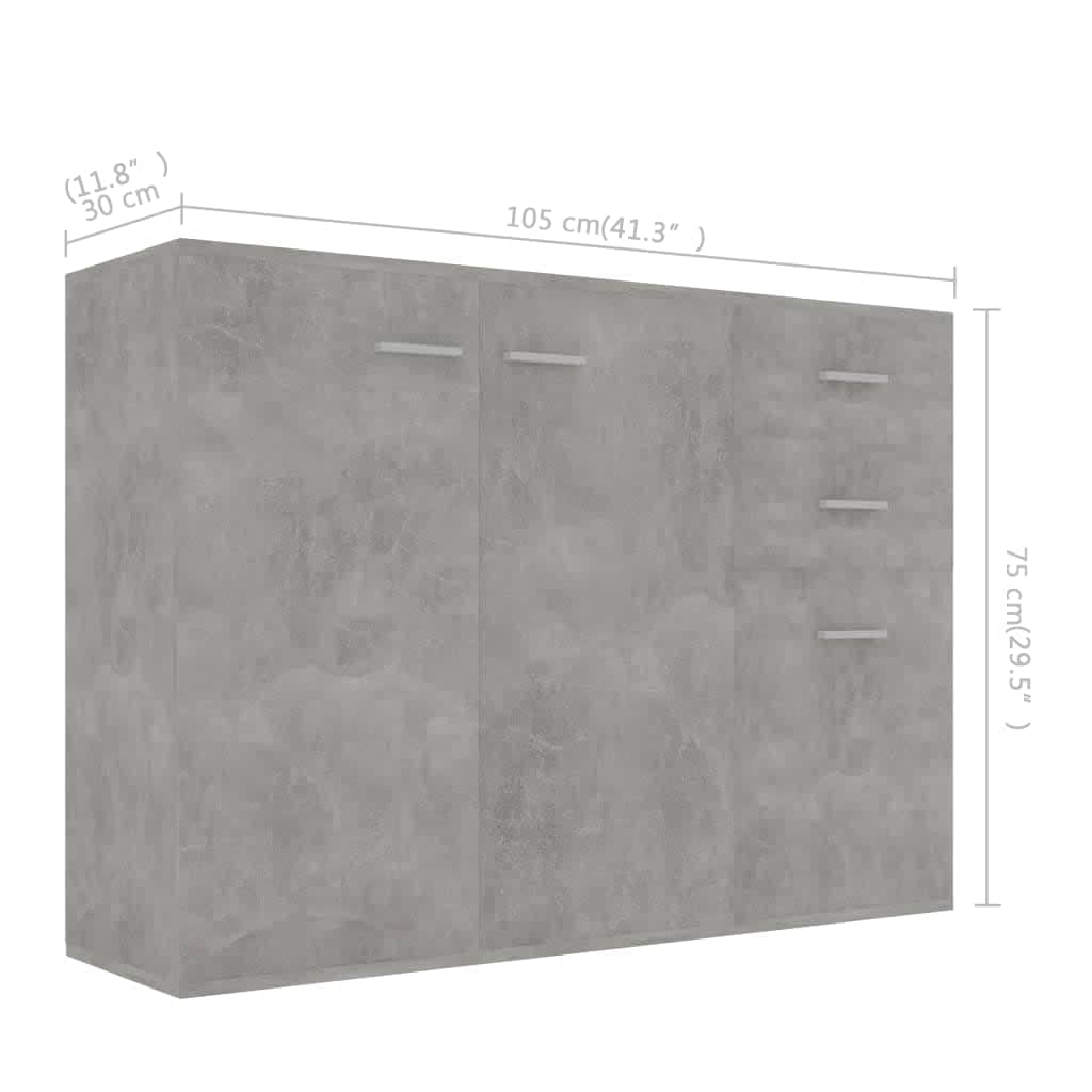 Credenza Grigio cemento 105x30x75 cm Truciolare