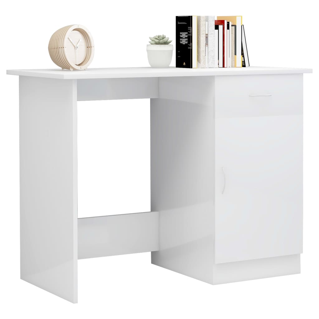 Shiny white desk 100 x 50 x 76 cm agglomerated